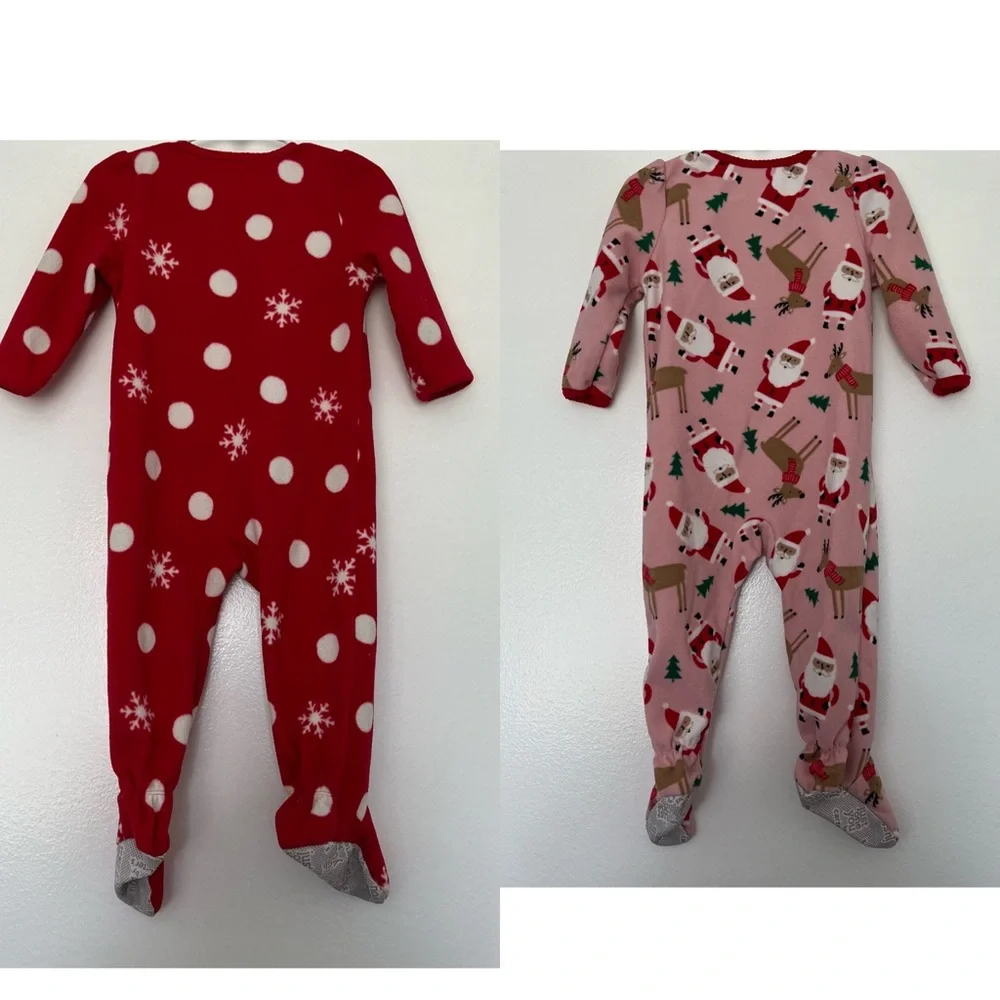 Carter's‎ Just One You Toddler Girls' Santa Fleece Footed Pajama - Red 18M